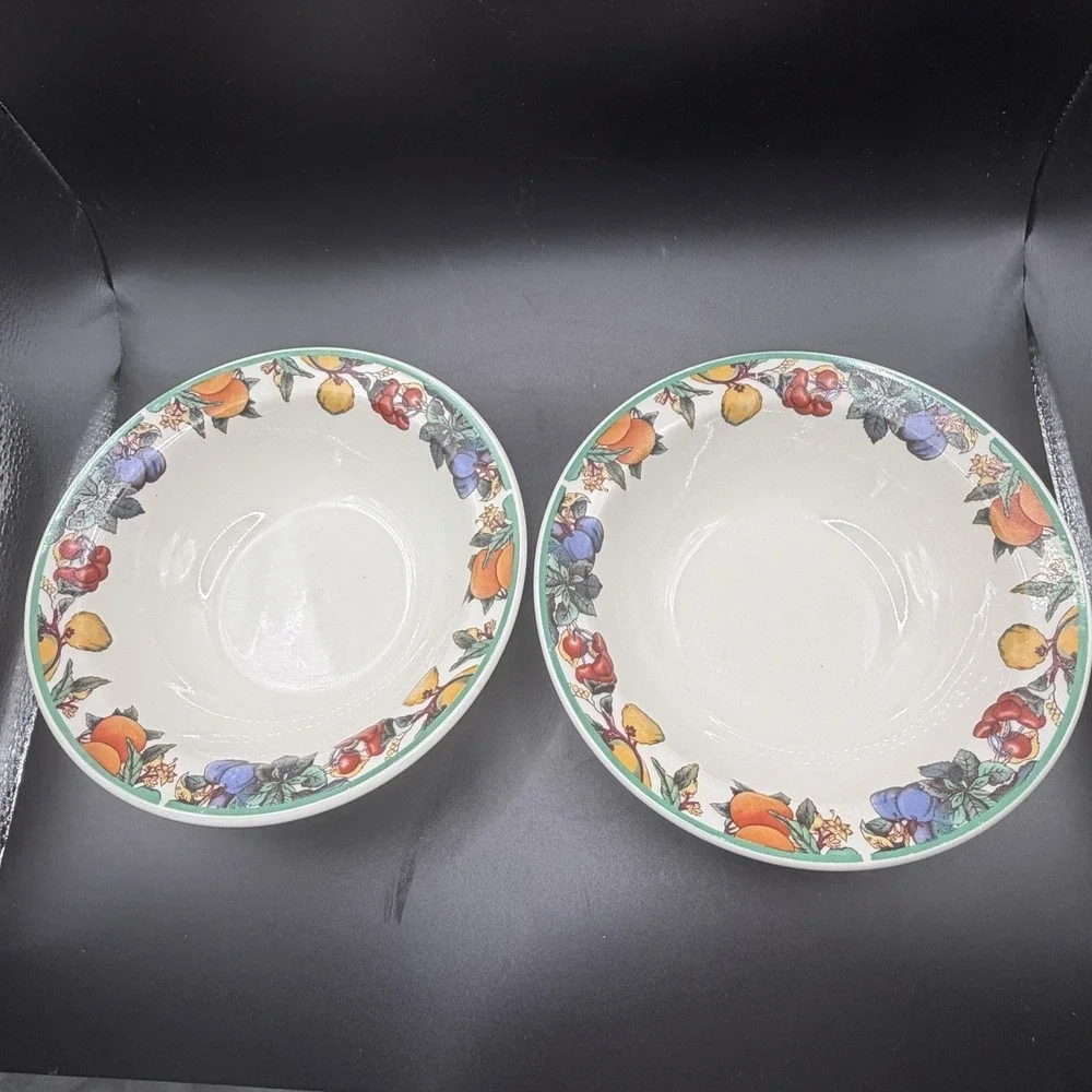 Maplehill Harvest Fruit Stoneware Cereal/salad Bowls Set/4 Vintage